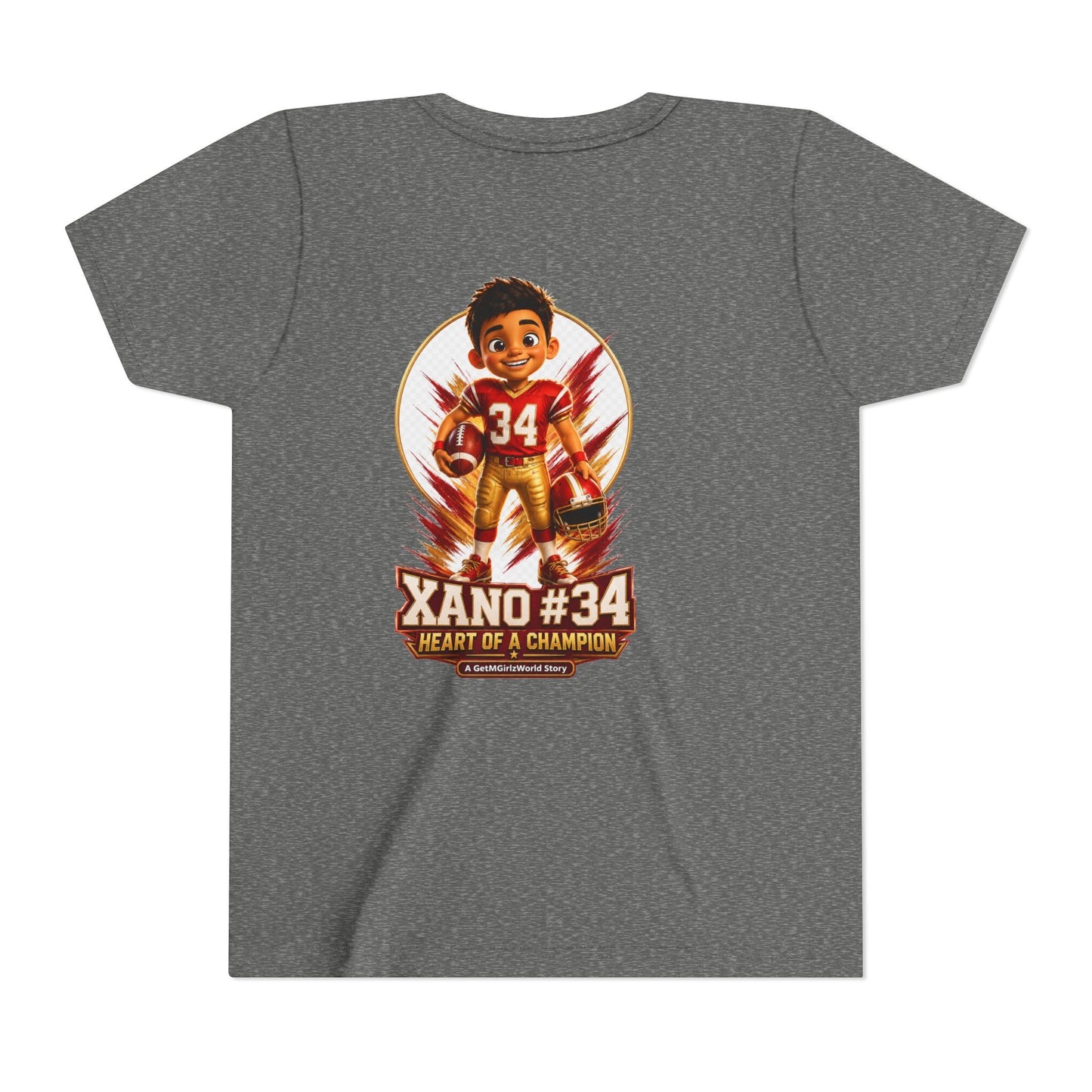 Youth Football Tee — "Xano 34: Heart of a Champion" - Getmgirlzworld Shop
