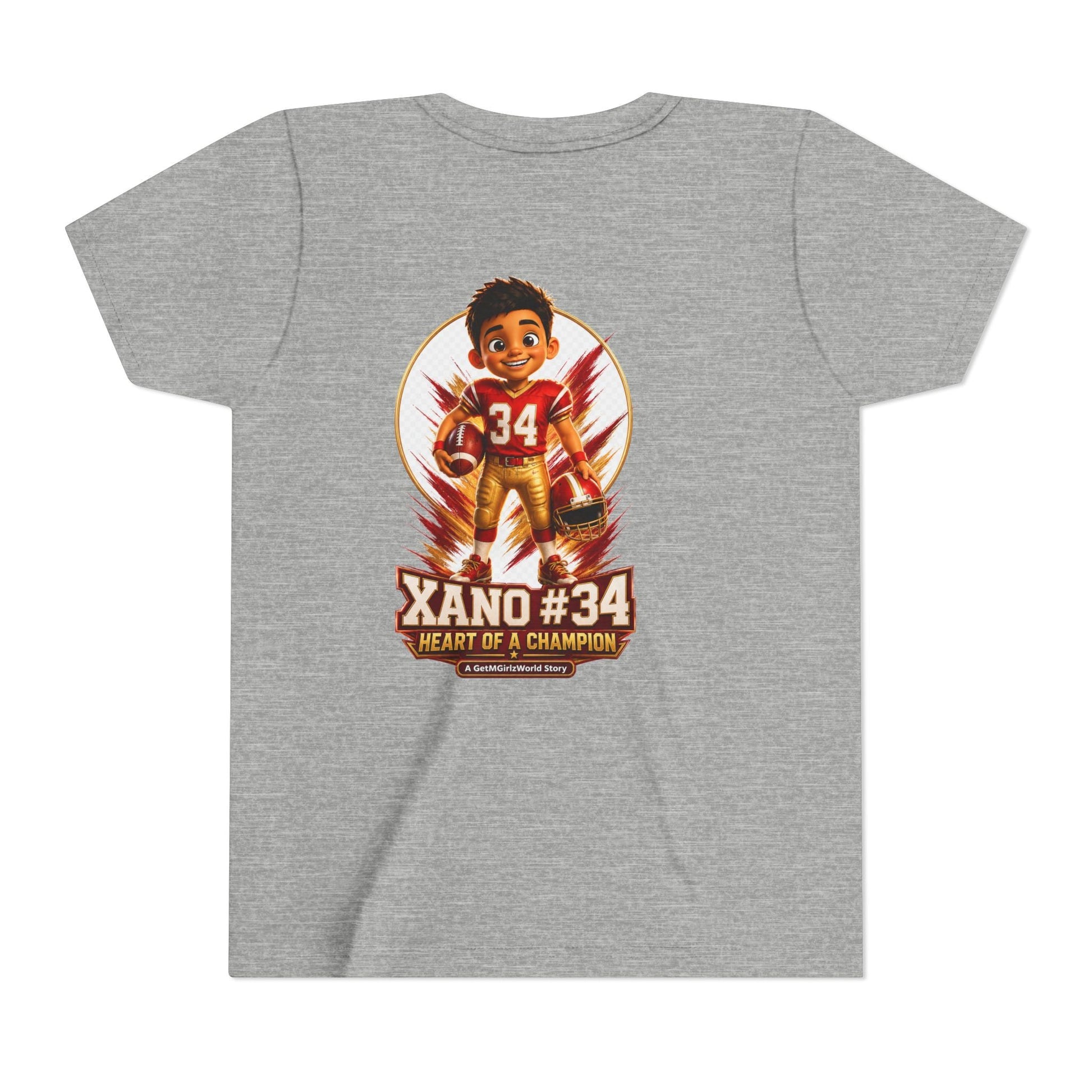 Youth Football Tee — "Xano 34: Heart of a Champion" - Getmgirlzworld Shop