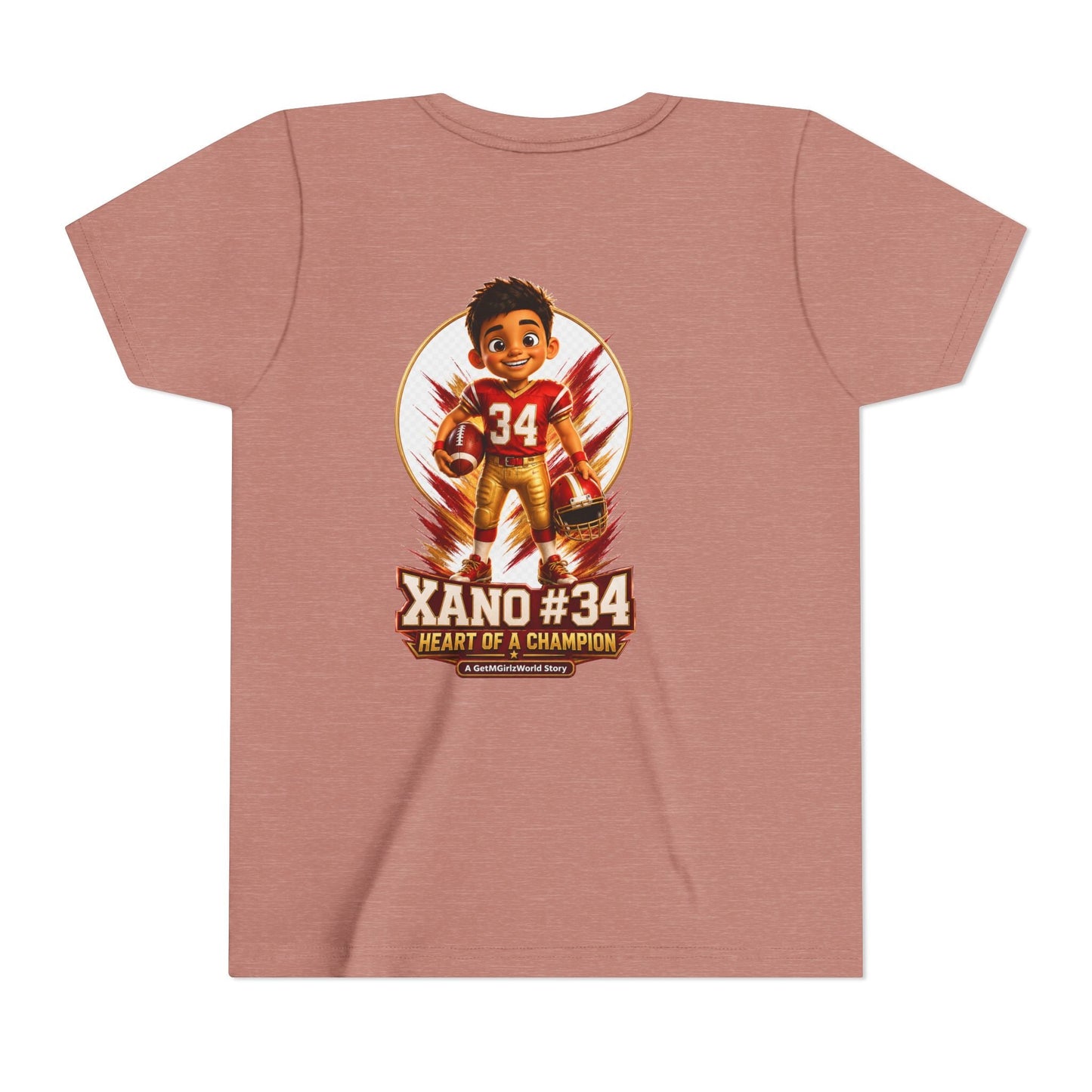Youth Football Tee — "Xano 34: Heart of a Champion" - Getmgirlzworld Shop