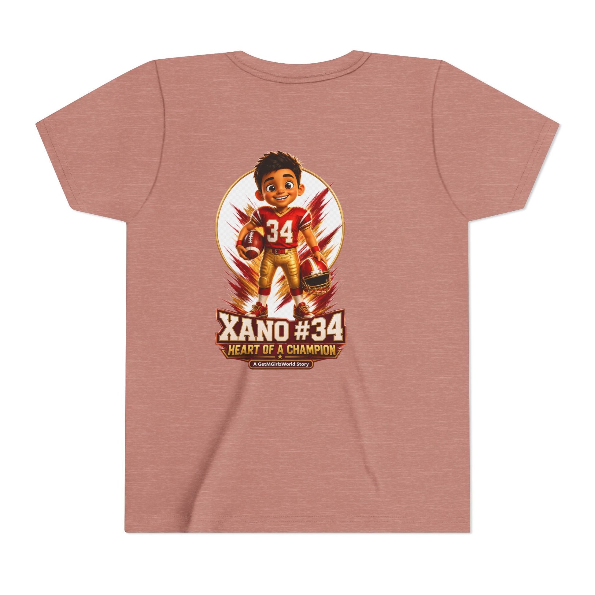 Youth Football Tee — "Xano 34: Heart of a Champion" - Getmgirlzworld Shop