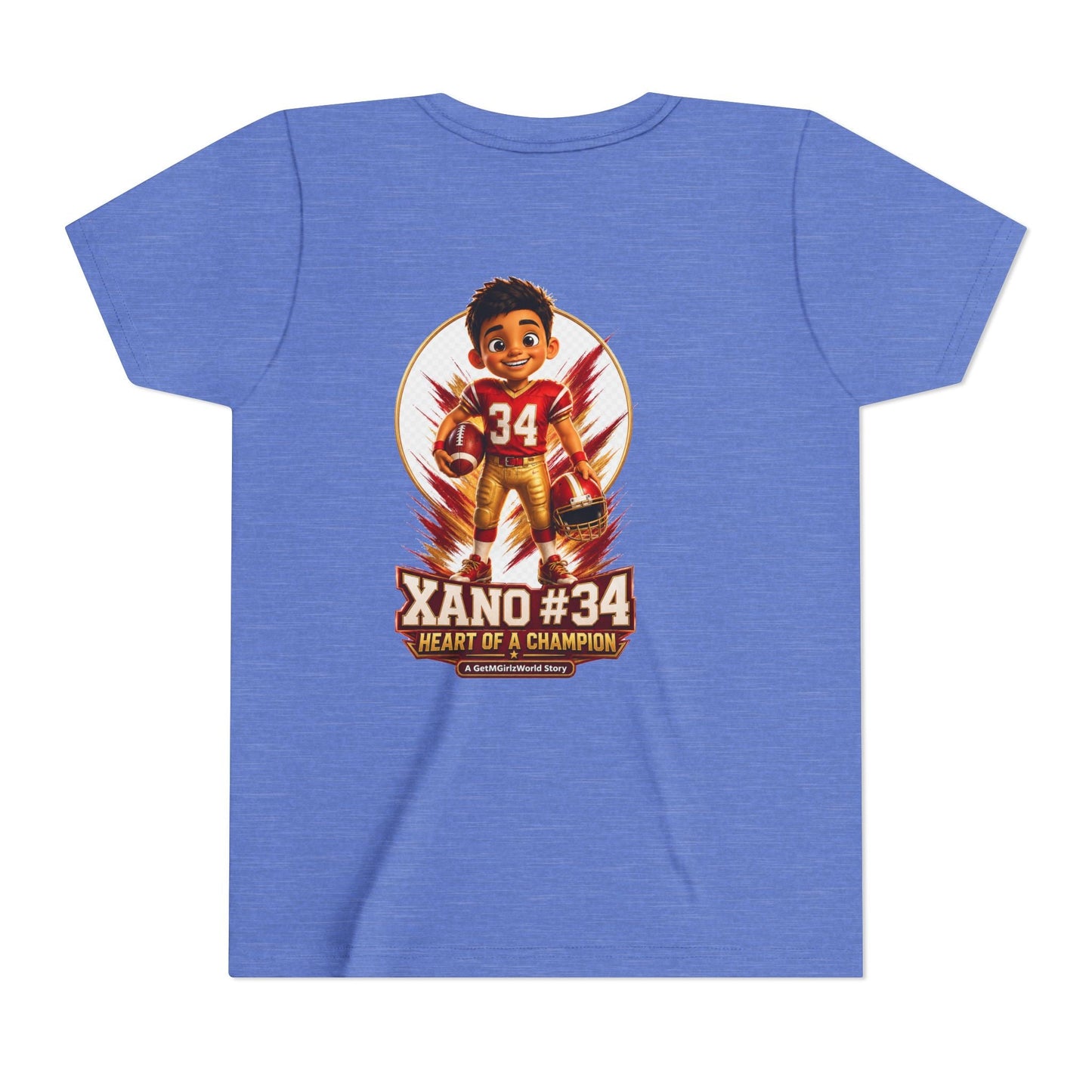 Youth Football Tee — "Xano 34: Heart of a Champion" - Getmgirlzworld Shop