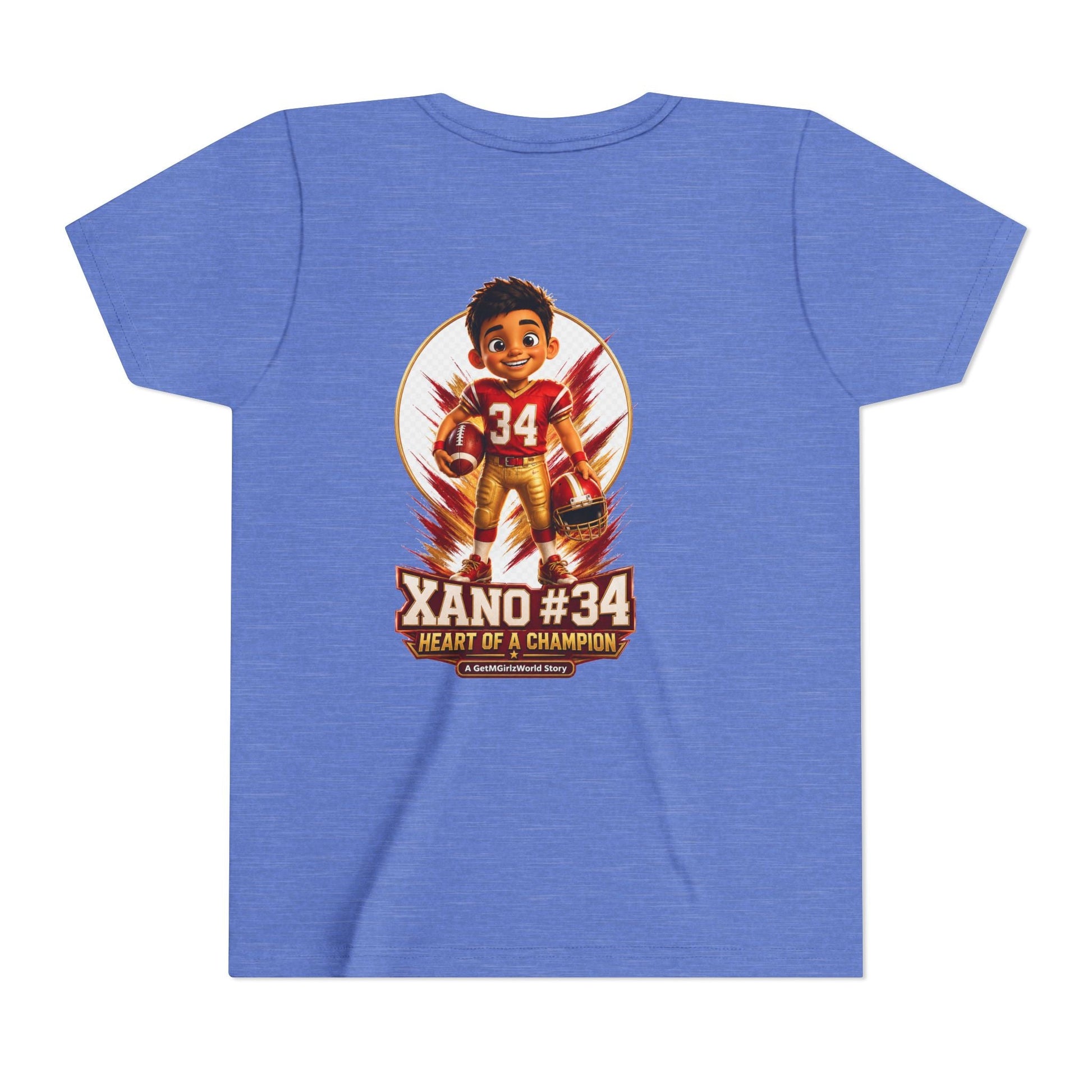 Youth Football Tee — "Xano 34: Heart of a Champion" - Getmgirlzworld Shop