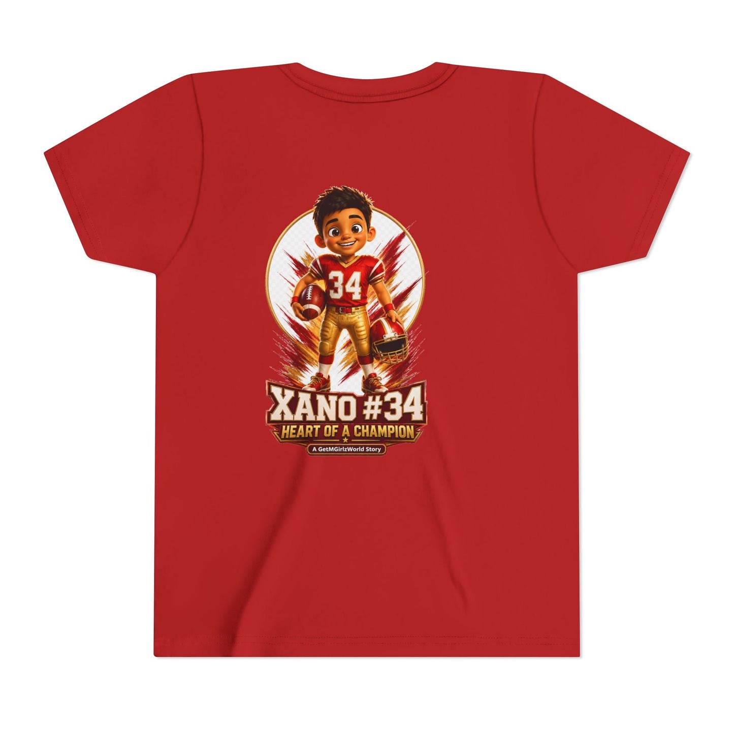 Youth Football Tee — "Xano 34: Heart of a Champion" - Getmgirlzworld Shop