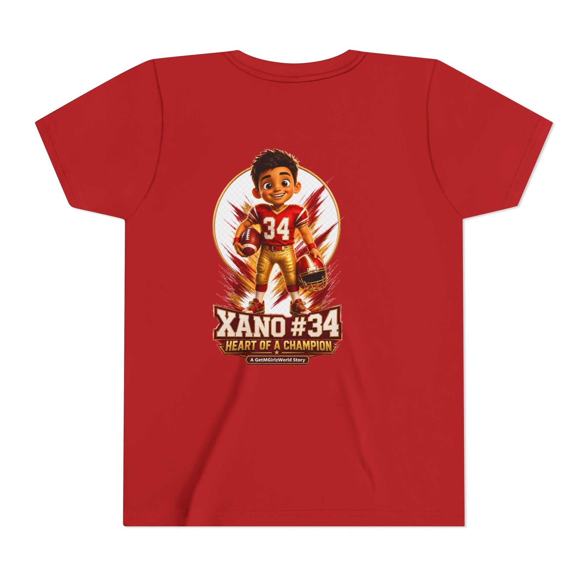Youth Football Tee — "Xano 34: Heart of a Champion" - Getmgirlzworld Shop