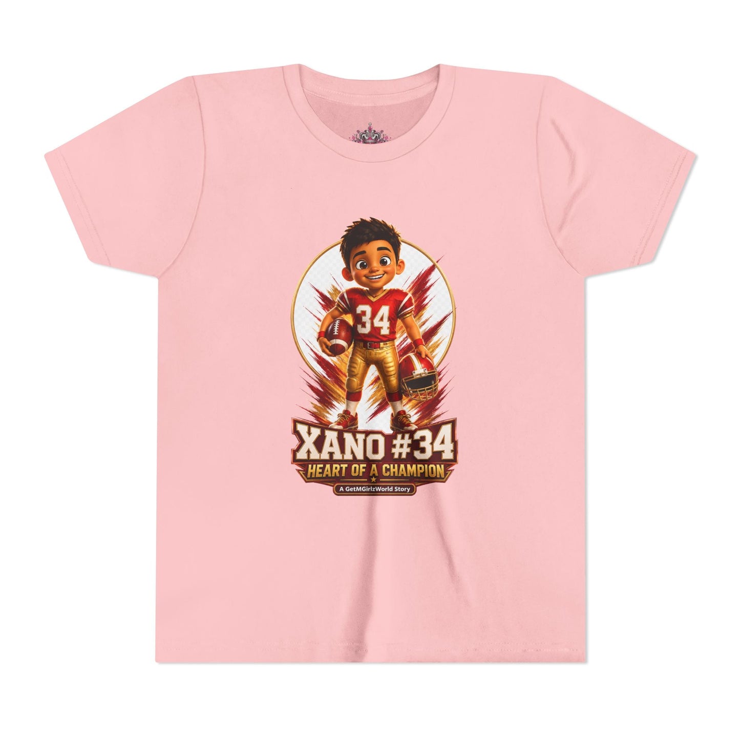 Youth Football Tee — "Xano 34: Heart of a Champion" - Getmgirlzworld Shop