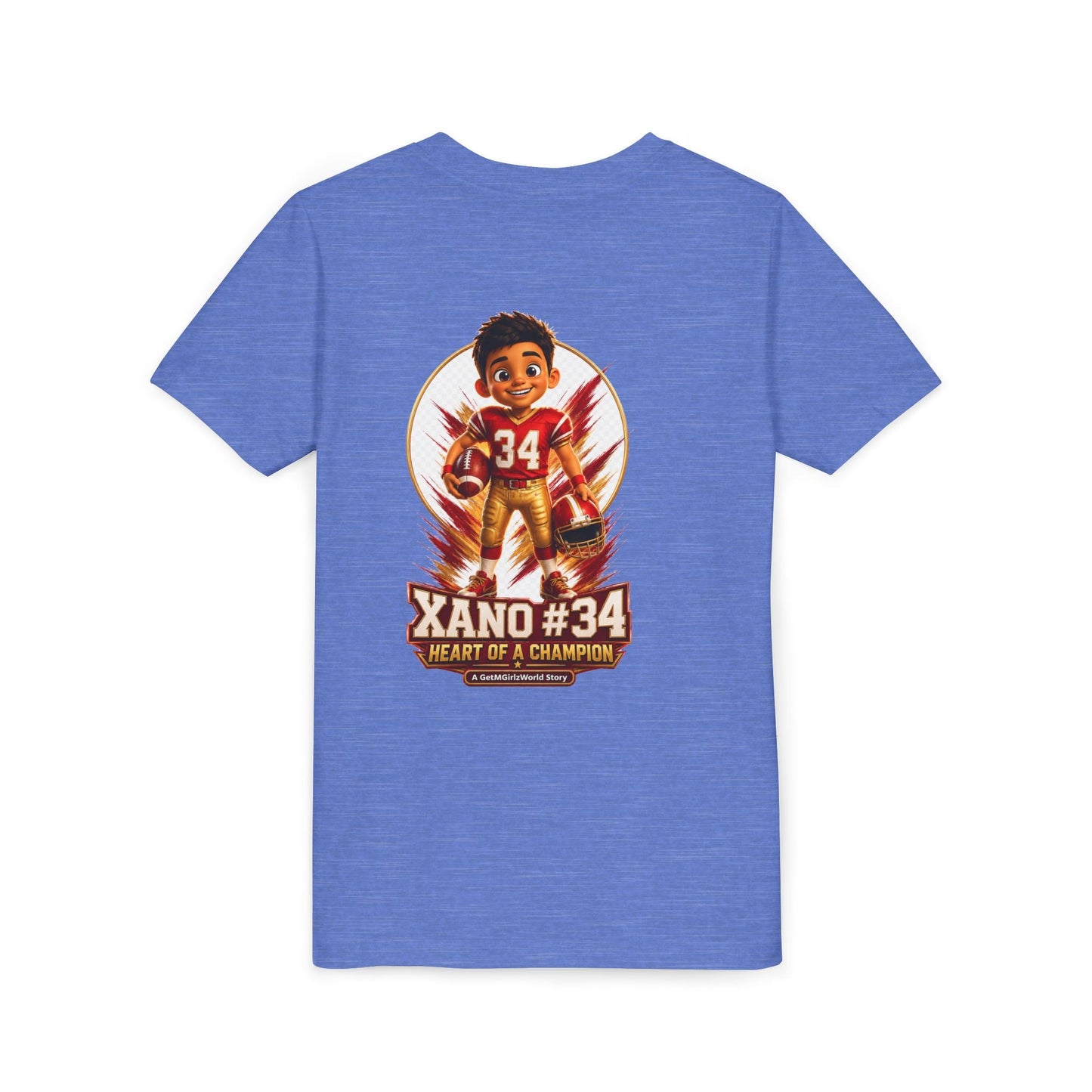 Youth Football Tee — "Xano 34: Heart of a Champion" - Getmgirlzworld Shop