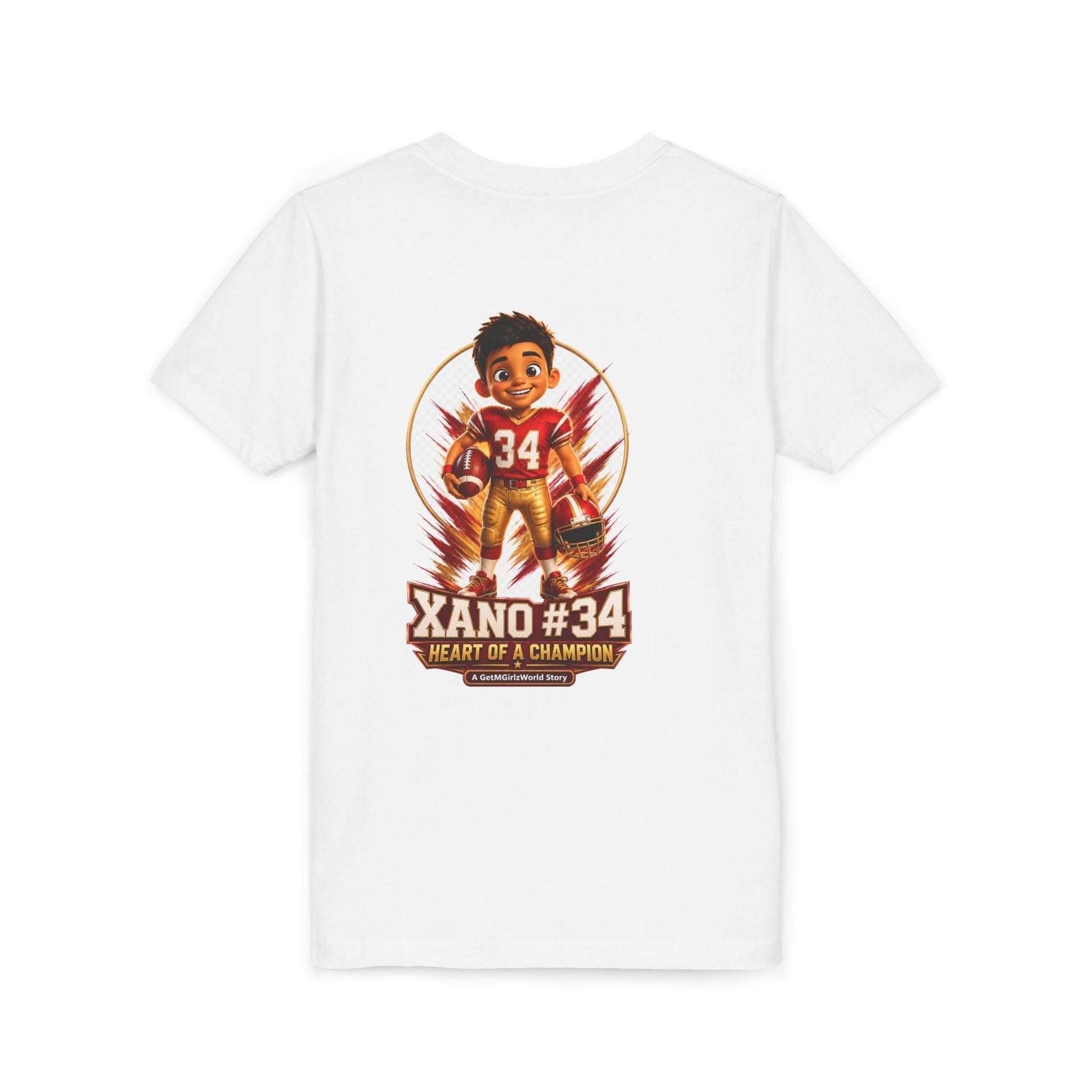 Youth Football Tee — "Xano 34: Heart of a Champion" - Getmgirlzworld Shop