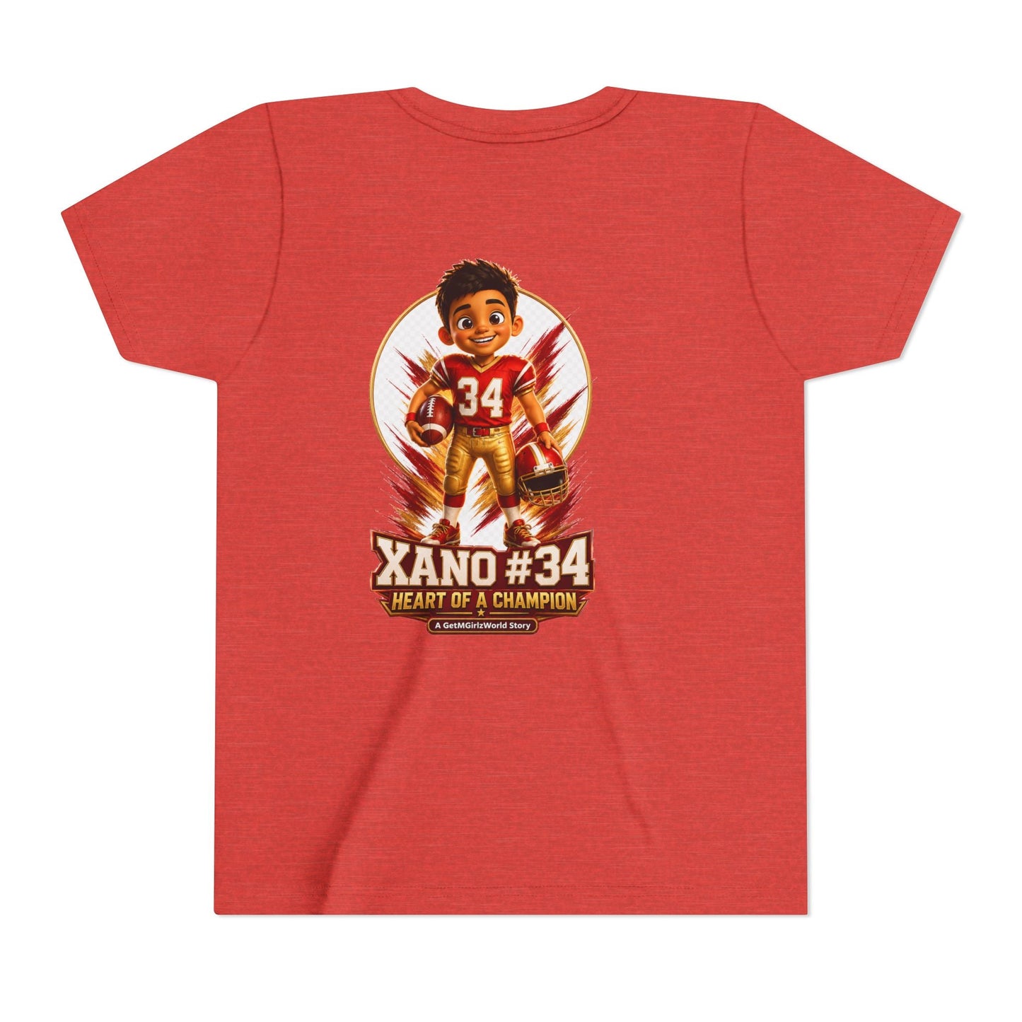 Youth Football Tee — "Xano 34: Heart of a Champion" - Getmgirlzworld Shop