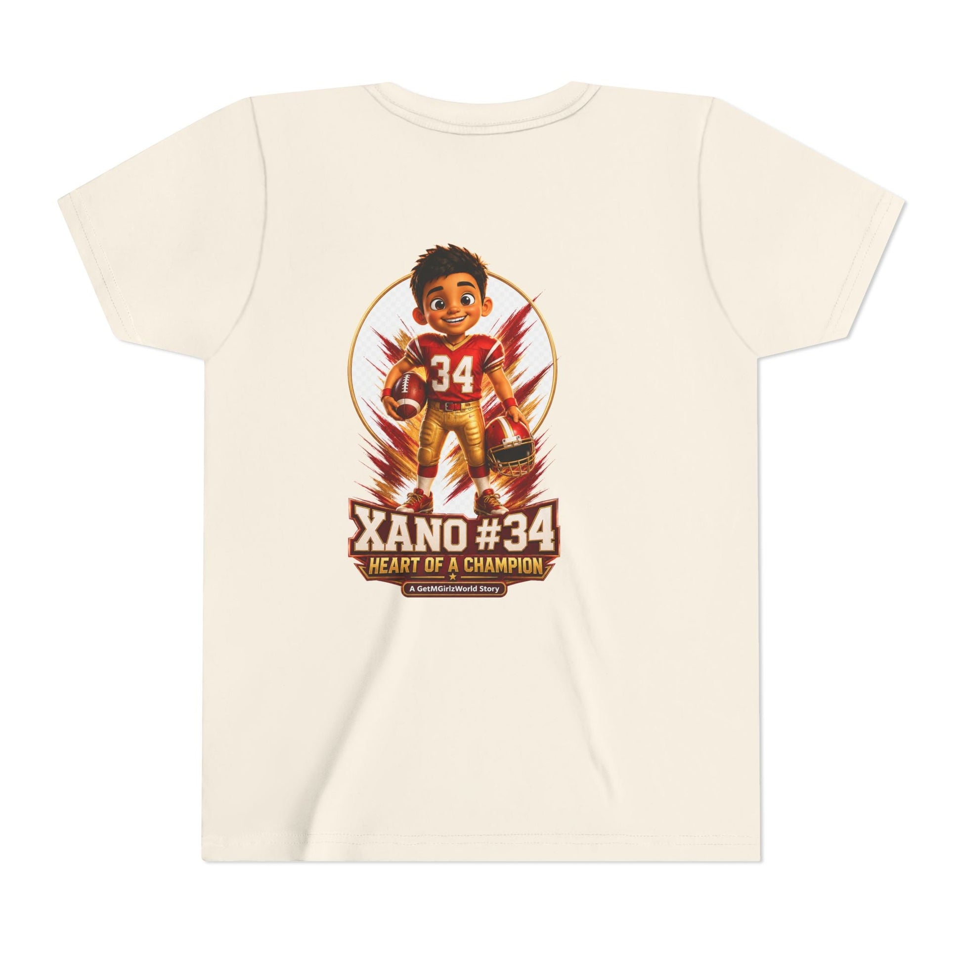 Youth Football Tee — "Xano 34: Heart of a Champion" - Getmgirlzworld Shop