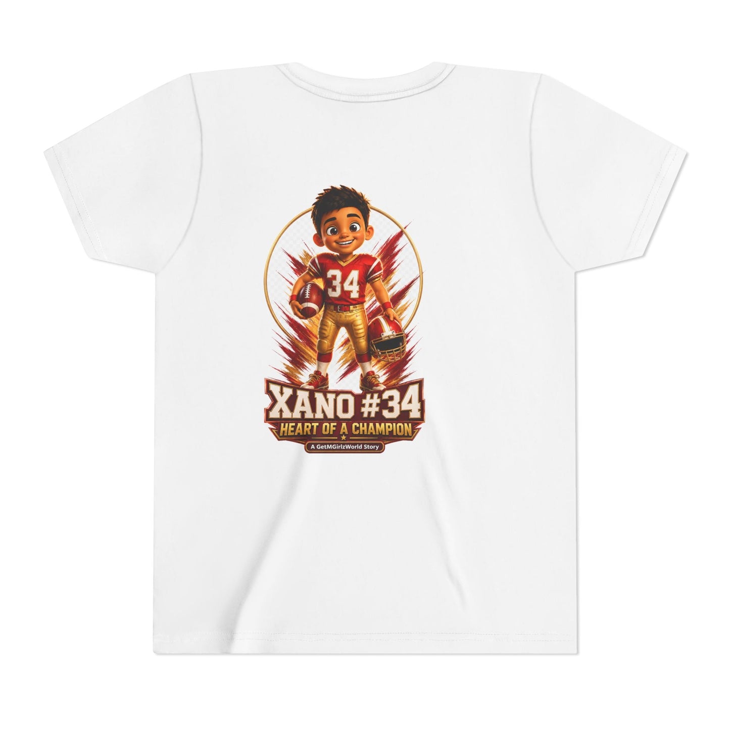 Youth Football Tee — "Xano 34: Heart of a Champion" - Getmgirlzworld Shop