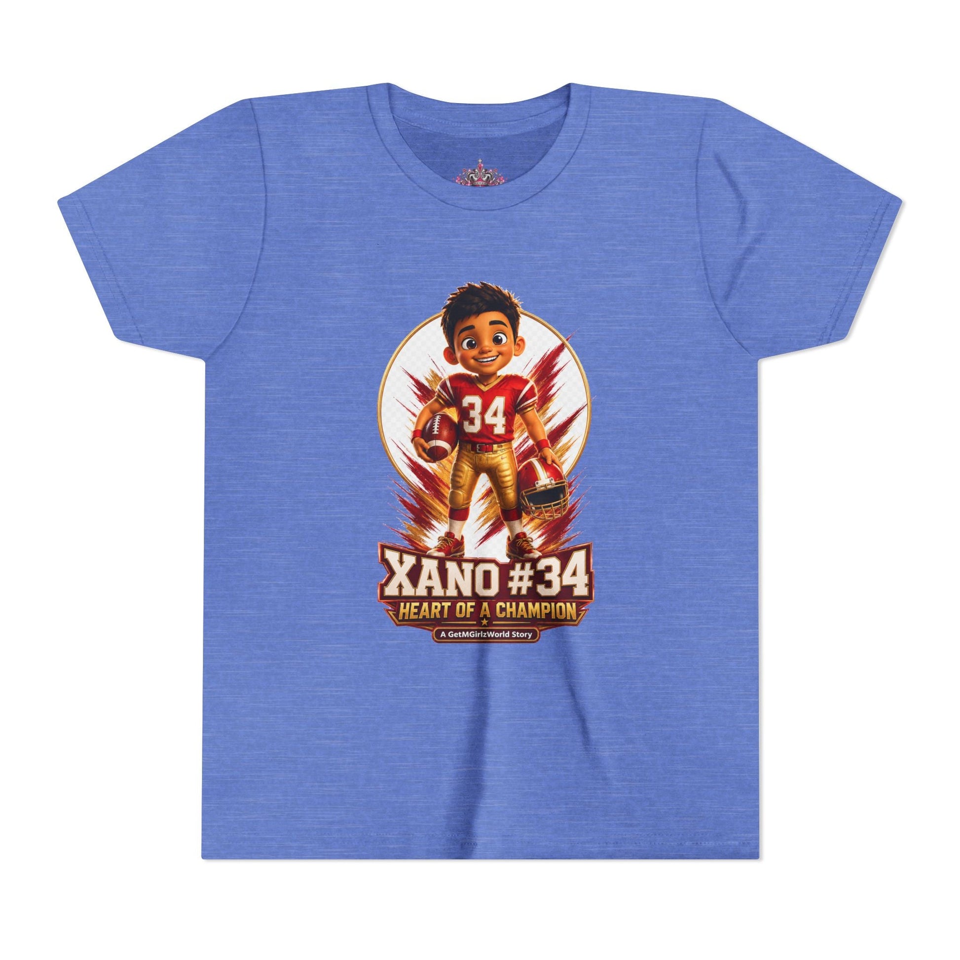 Youth Football Tee — "Xano 34: Heart of a Champion" - Getmgirlzworld Shop