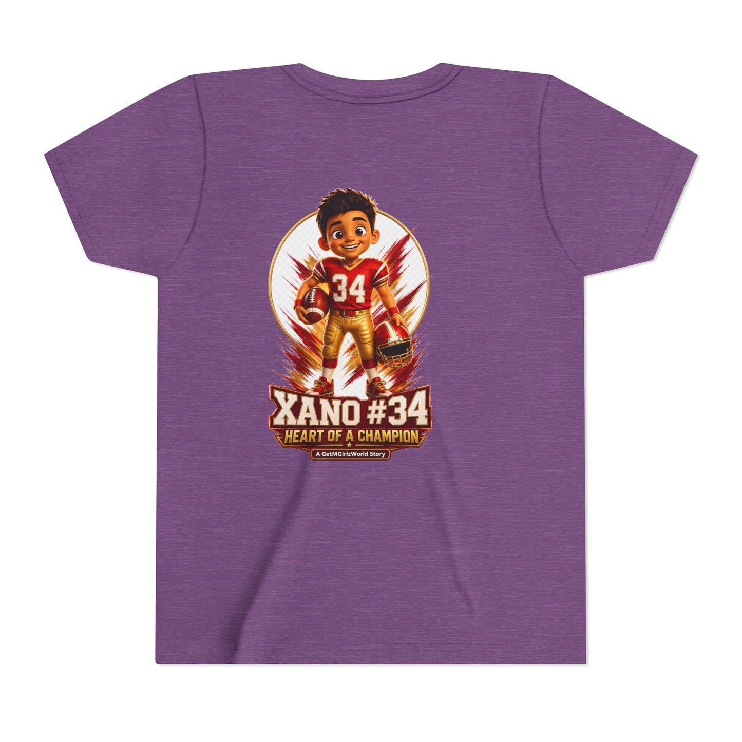 Youth Football Tee — "Xano 34: Heart of a Champion" - Getmgirlzworld Shop