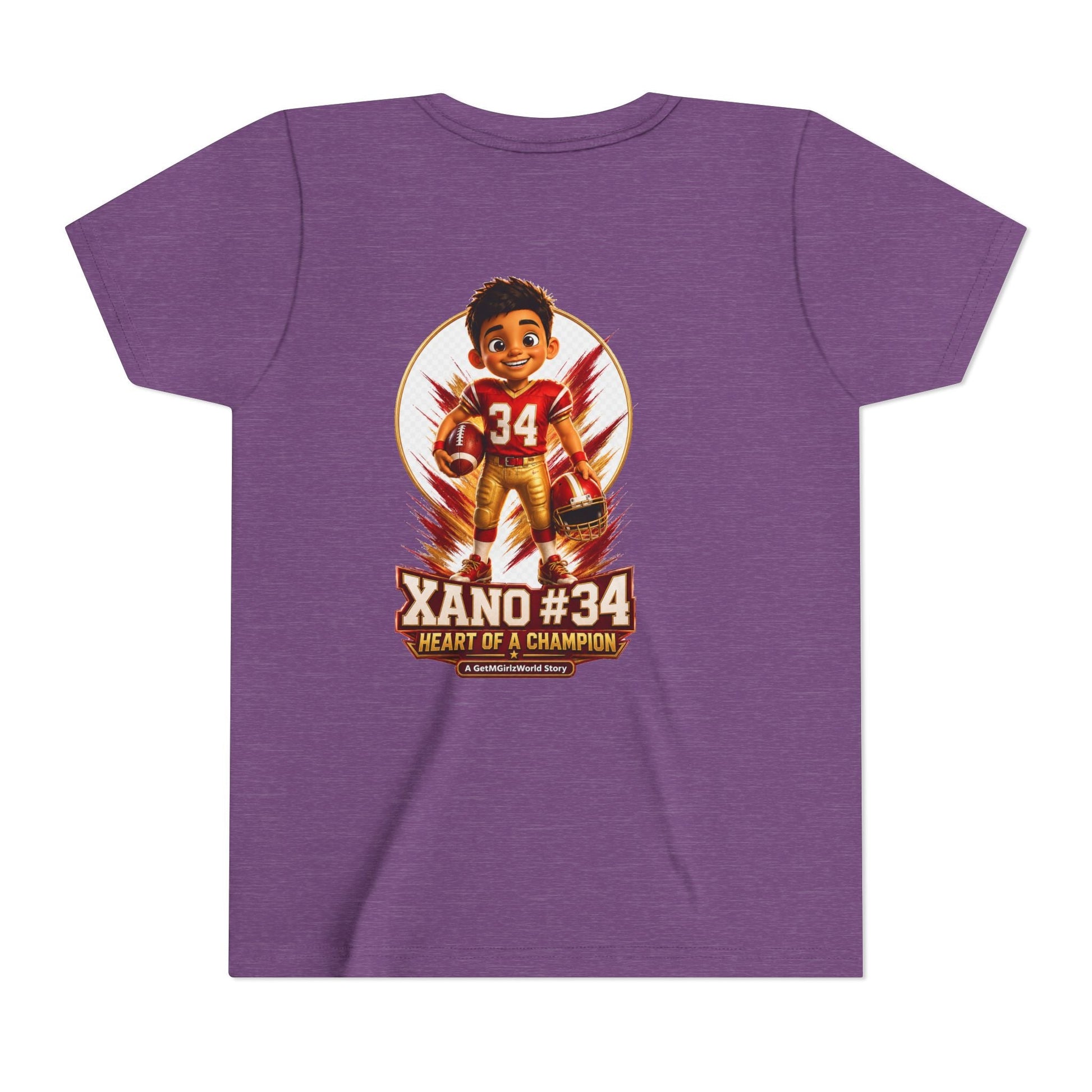 Youth Football Tee — "Xano 34: Heart of a Champion" - Getmgirlzworld Shop