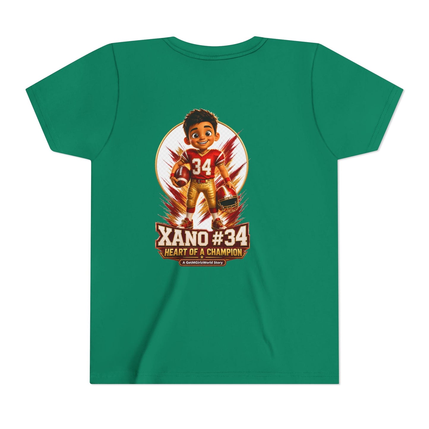 Youth Football Tee — "Xano 34: Heart of a Champion" - Getmgirlzworld Shop