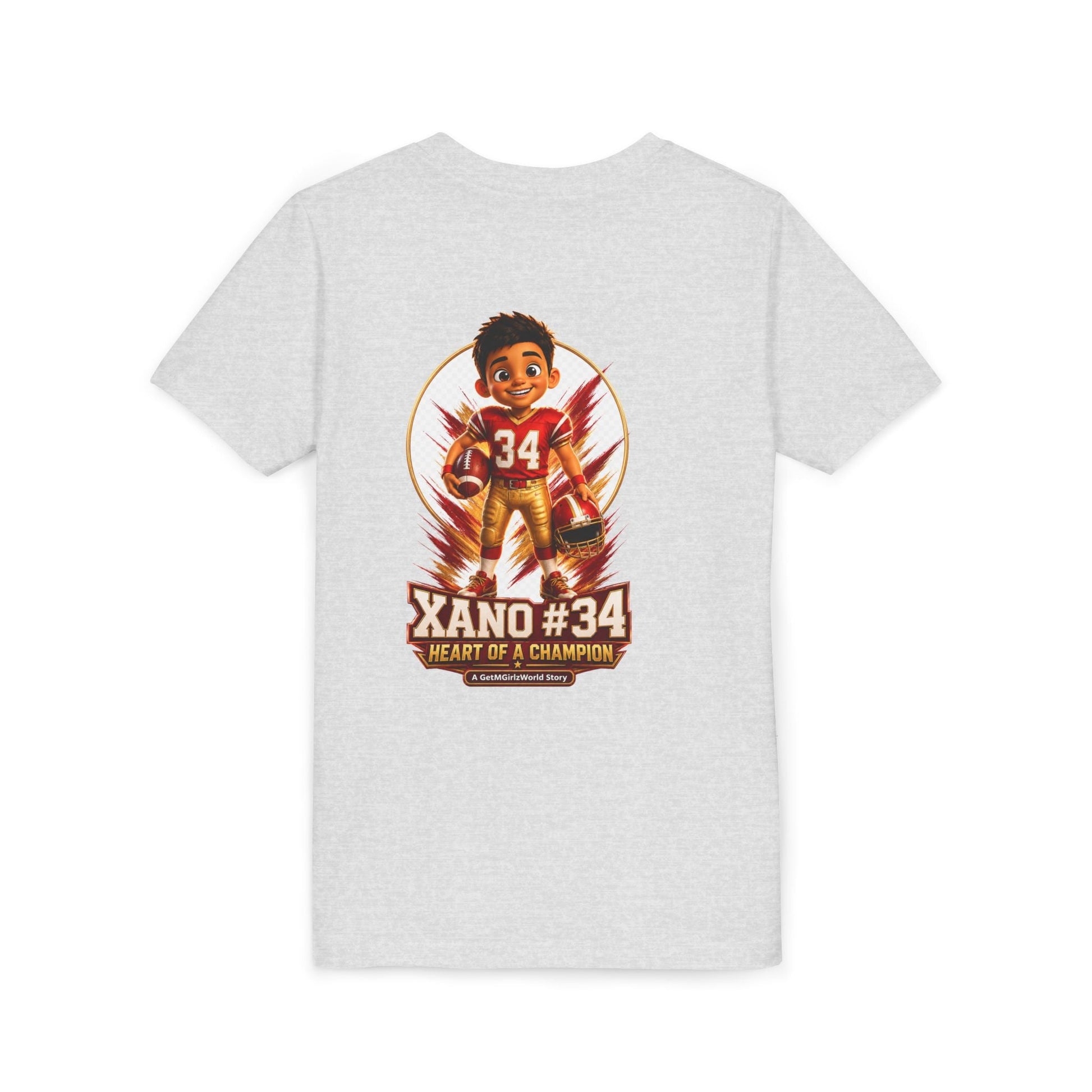 Youth Football Tee — "Xano 34: Heart of a Champion" - Getmgirlzworld Shop