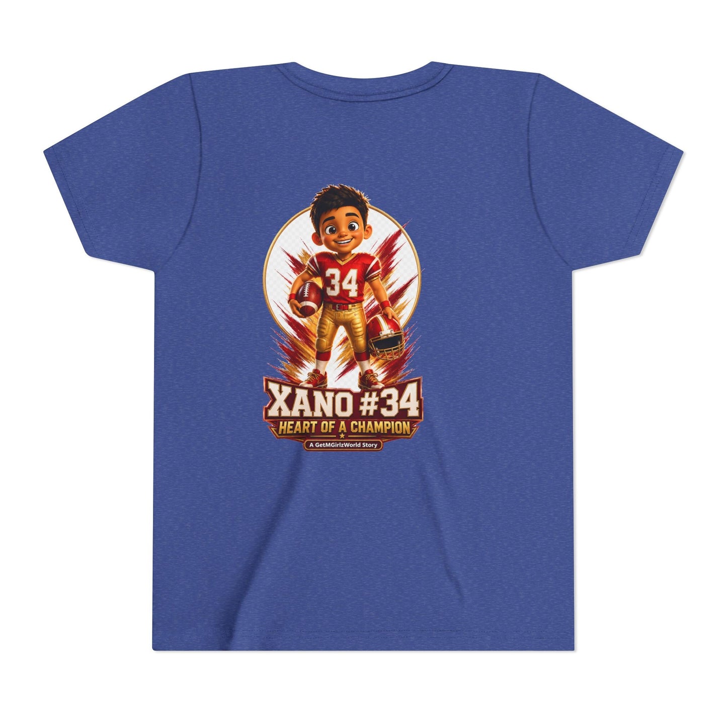 Youth Football Tee — "Xano 34: Heart of a Champion" - Getmgirlzworld Shop