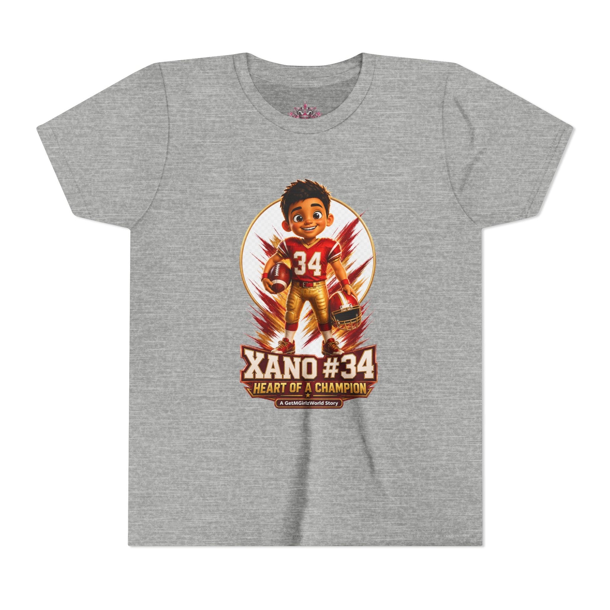 Youth Football Tee — "Xano 34: Heart of a Champion" - Getmgirlzworld Shop