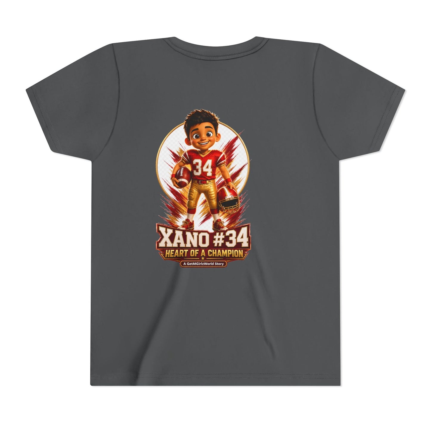 Youth Football Tee — "Xano 34: Heart of a Champion" - Getmgirlzworld Shop