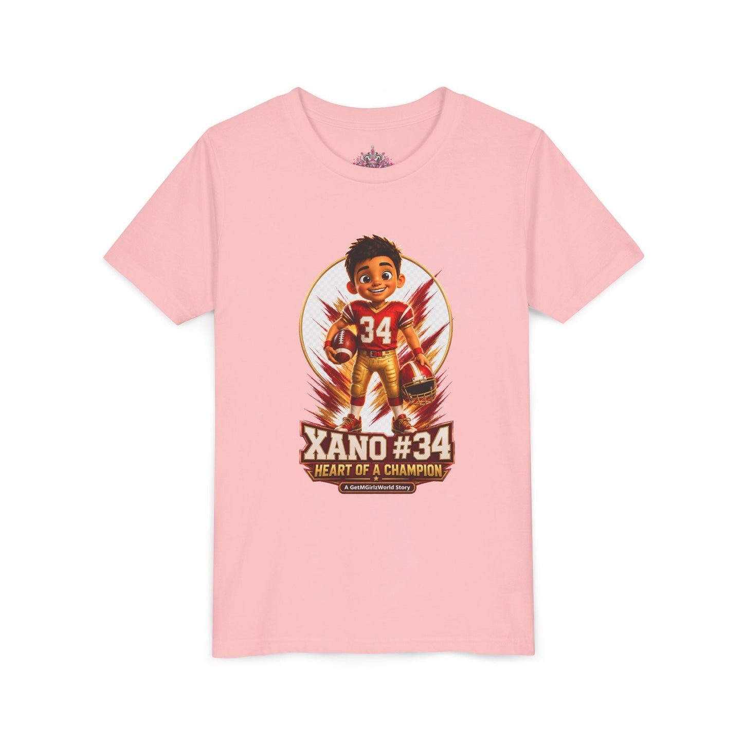 Youth Football Tee — "Xano 34: Heart of a Champion" - Getmgirlzworld Shop