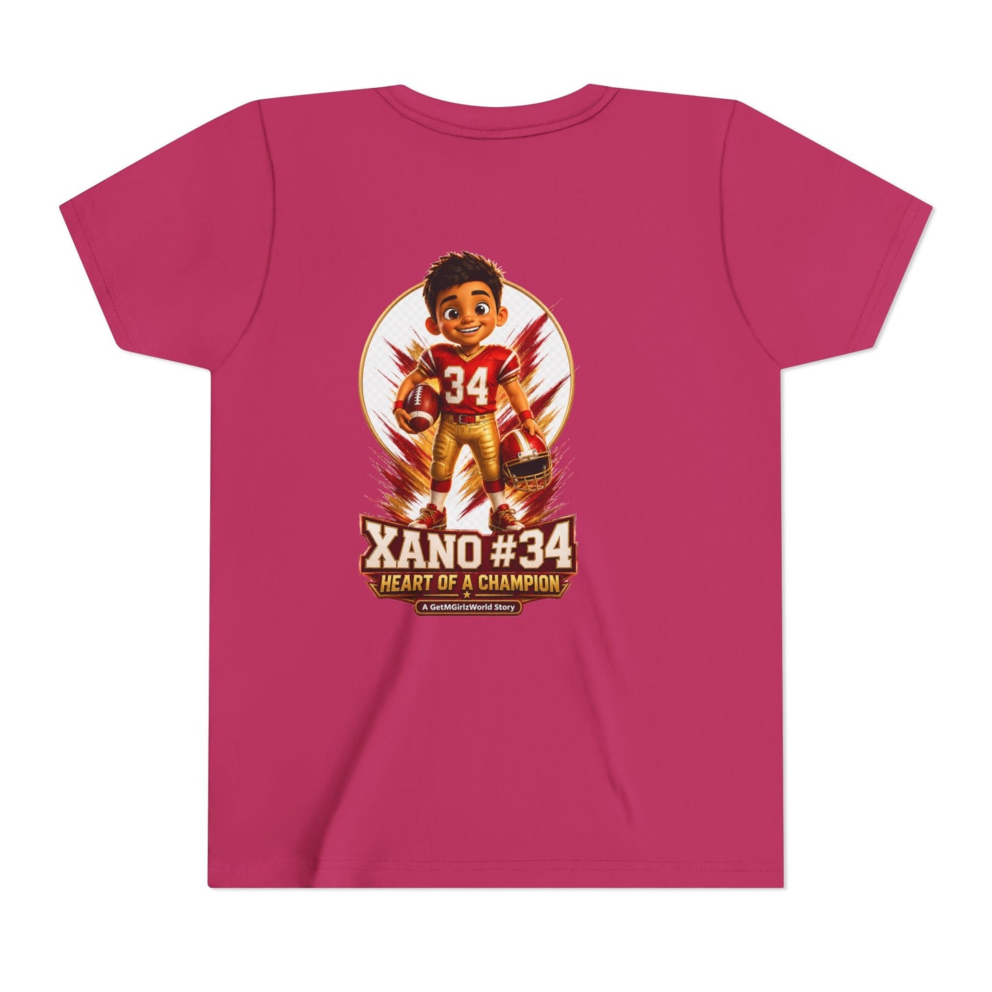 Youth Football Tee — "Xano 34: Heart of a Champion" - Getmgirlzworld Shop