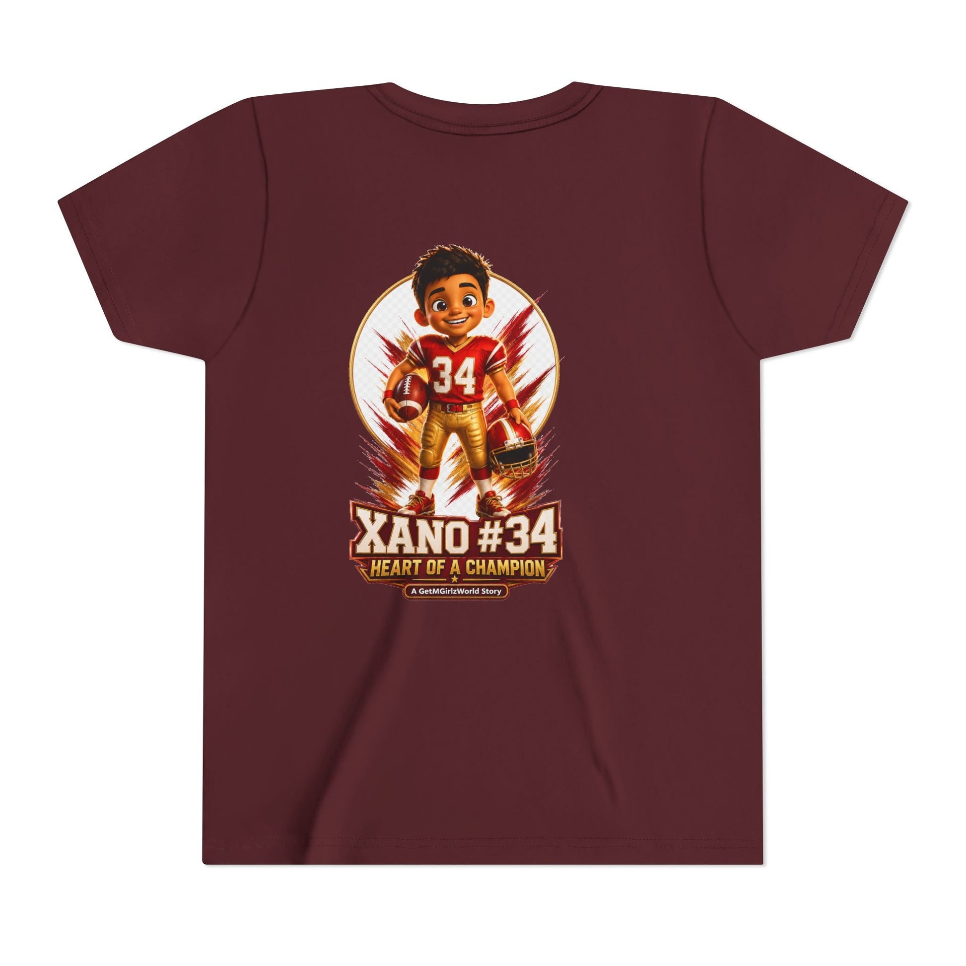 Youth Football Tee — "Xano 34: Heart of a Champion" - Getmgirlzworld Shop