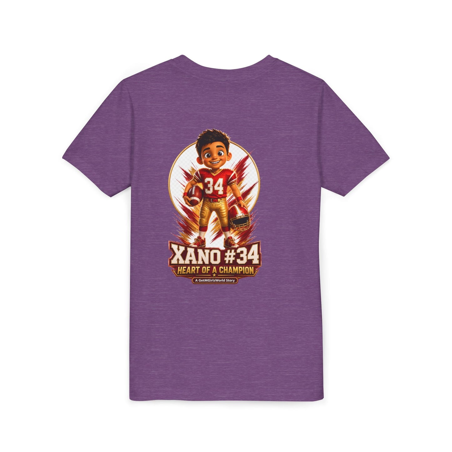 Youth Football Tee — "Xano 34: Heart of a Champion" - Getmgirlzworld Shop