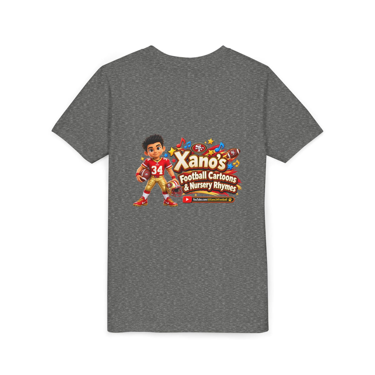 Youth Football Tee — "Xano 34: Heart of a Champion" - Getmgirlzworld Shop
