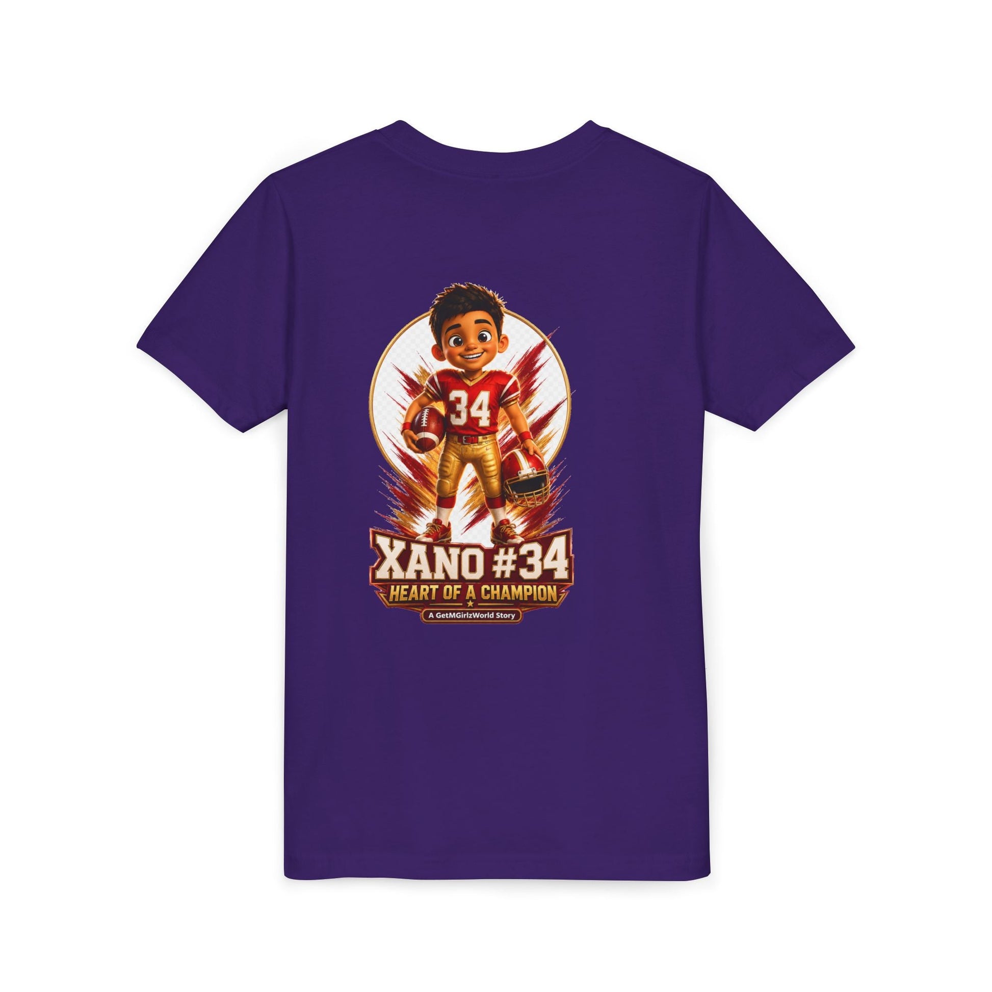 Youth Football Tee — "Xano 34: Heart of a Champion" - Getmgirlzworld Shop