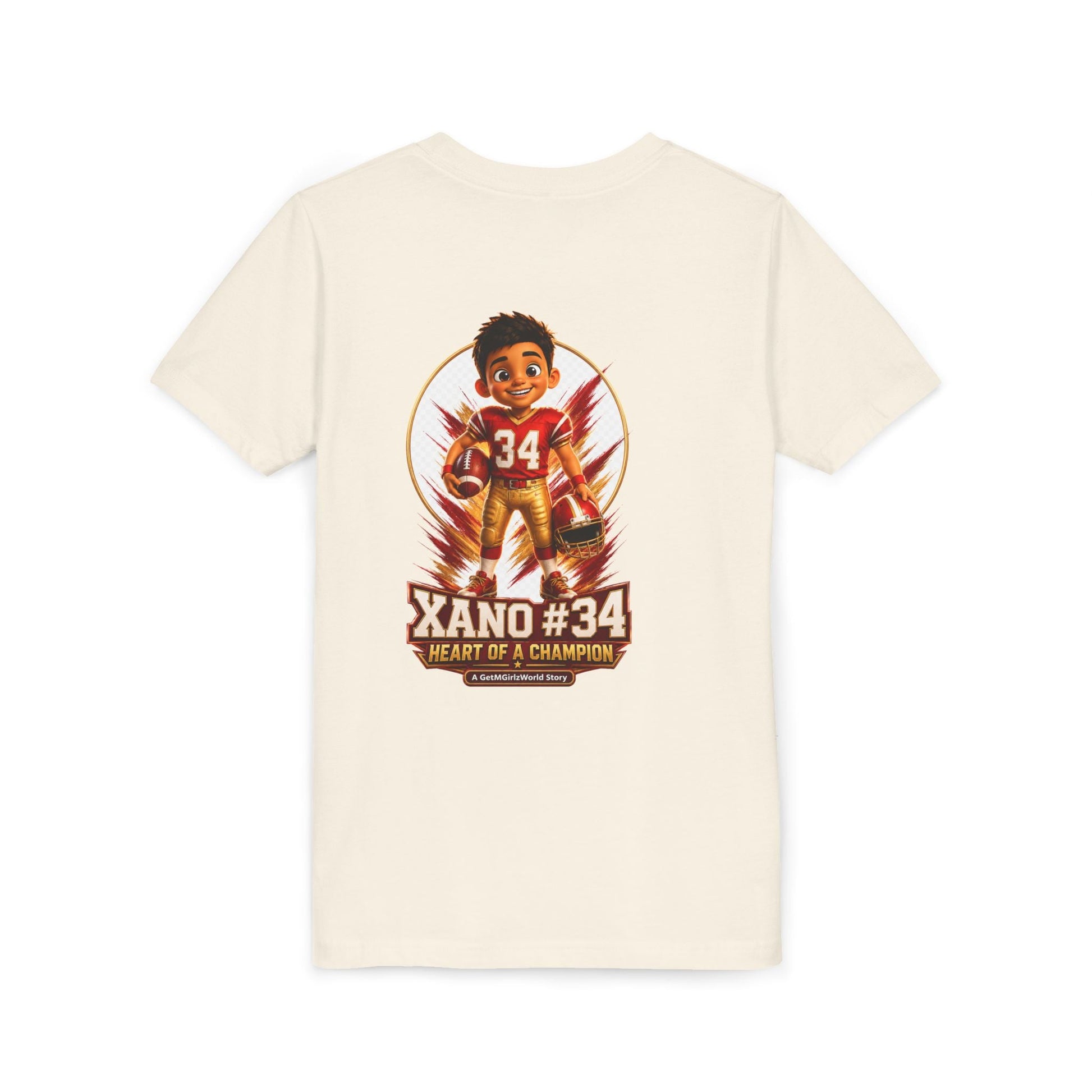 Youth Football Tee — "Xano 34: Heart of a Champion" - Getmgirlzworld Shop