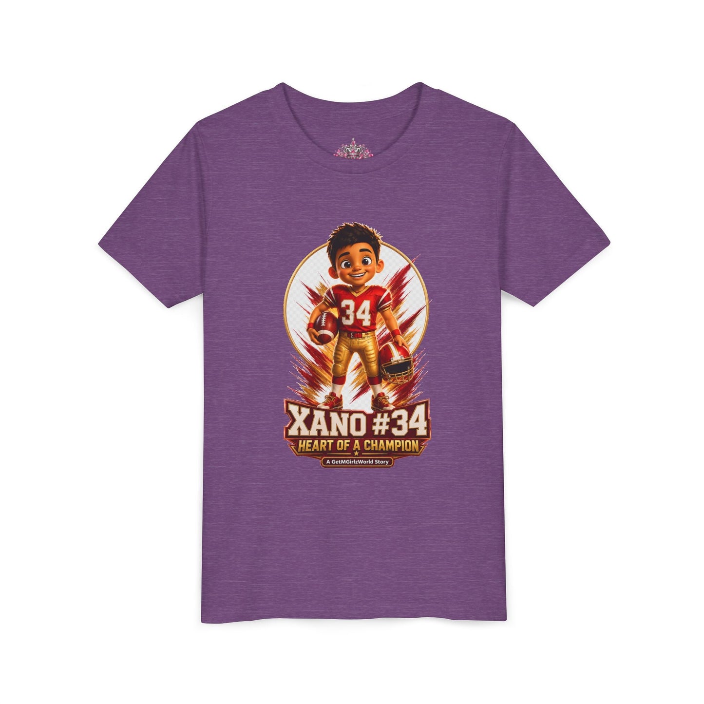 Youth Football Tee — "Xano 34: Heart of a Champion" - Getmgirlzworld Shop