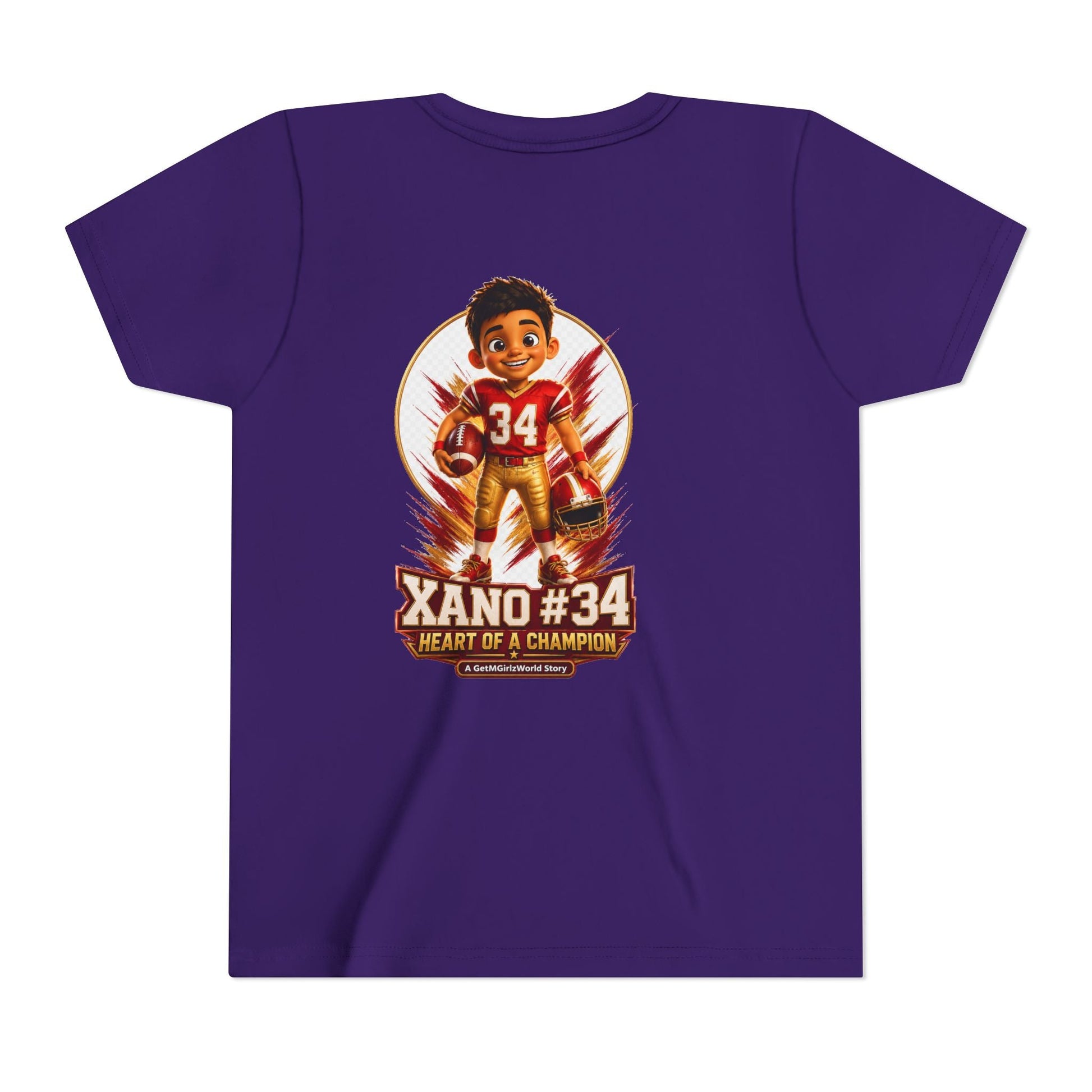 Youth Football Tee — "Xano 34: Heart of a Champion" - Getmgirlzworld Shop