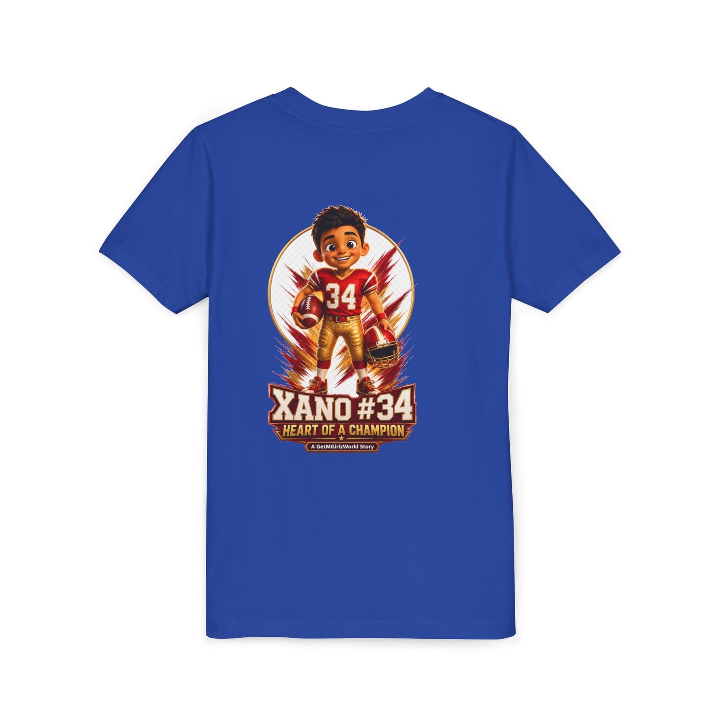 Youth Football Tee — "Xano 34: Heart of a Champion" - Getmgirlzworld Shop