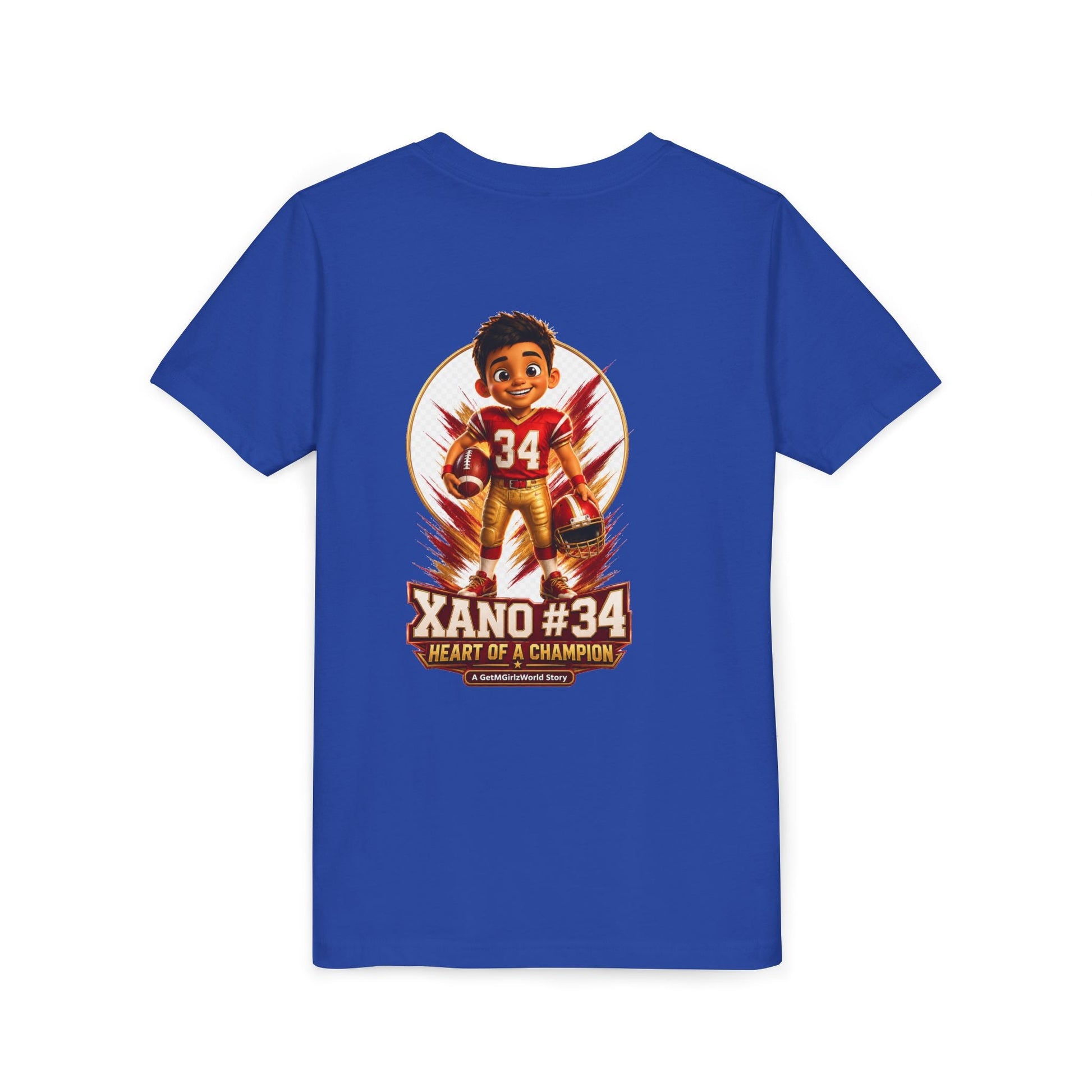 Youth Football Tee — "Xano 34: Heart of a Champion" - Getmgirlzworld Shop